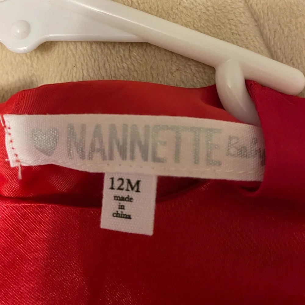 Nannette 2pc. Baby Girl Black & White Coat / Red Dress & Black Shoes - Picture 4 of 15